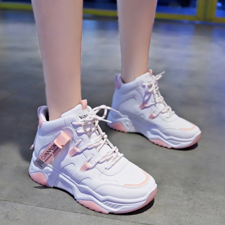 High Top Spring New White Running Board Shoes Women's Casual Sports Shoes